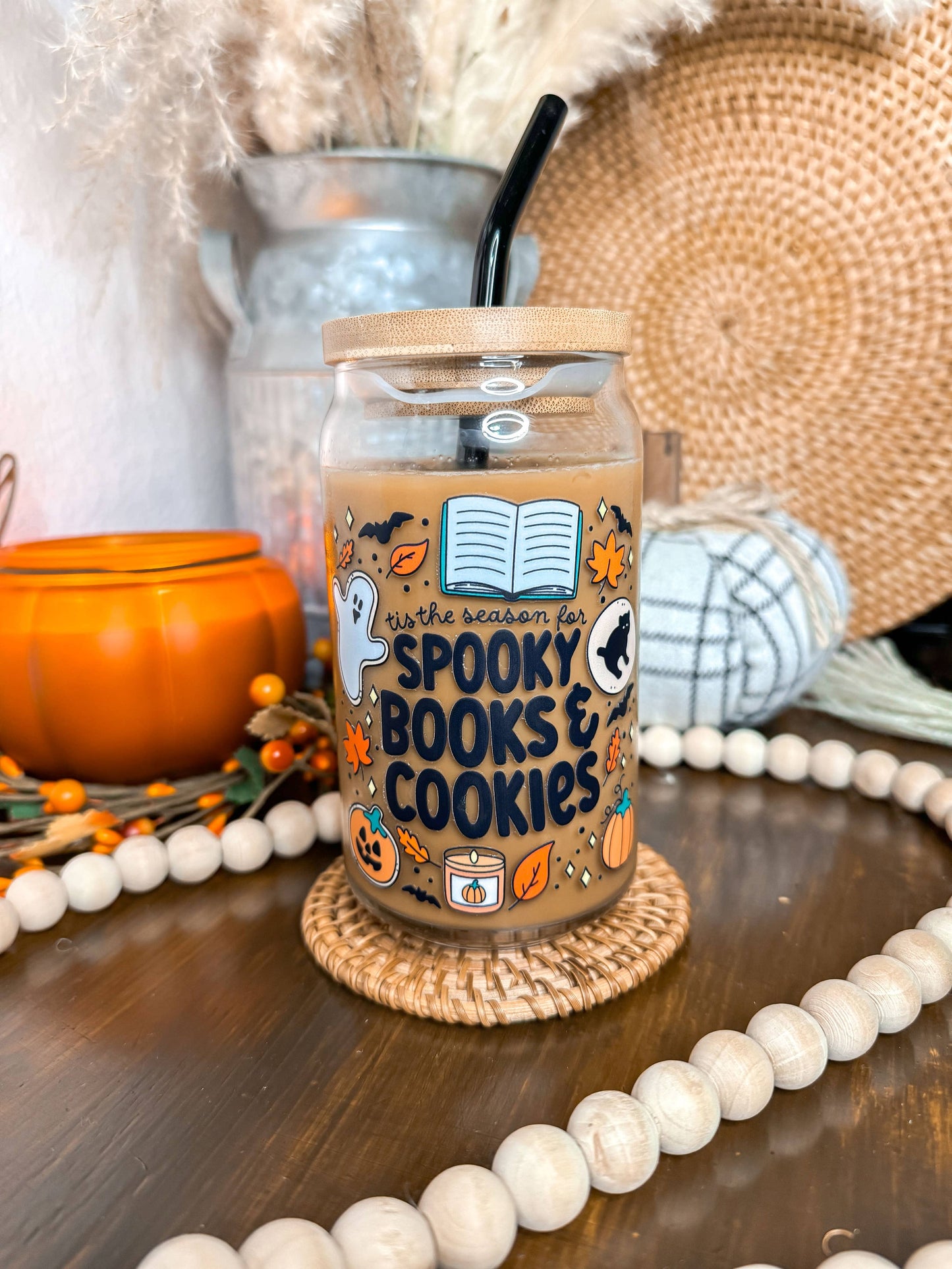 Spooky Books & Cookies Halloween Glass Cup