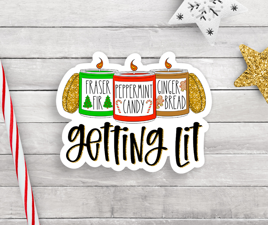 Getting Lit Christmas Candles Vinyl Sticker