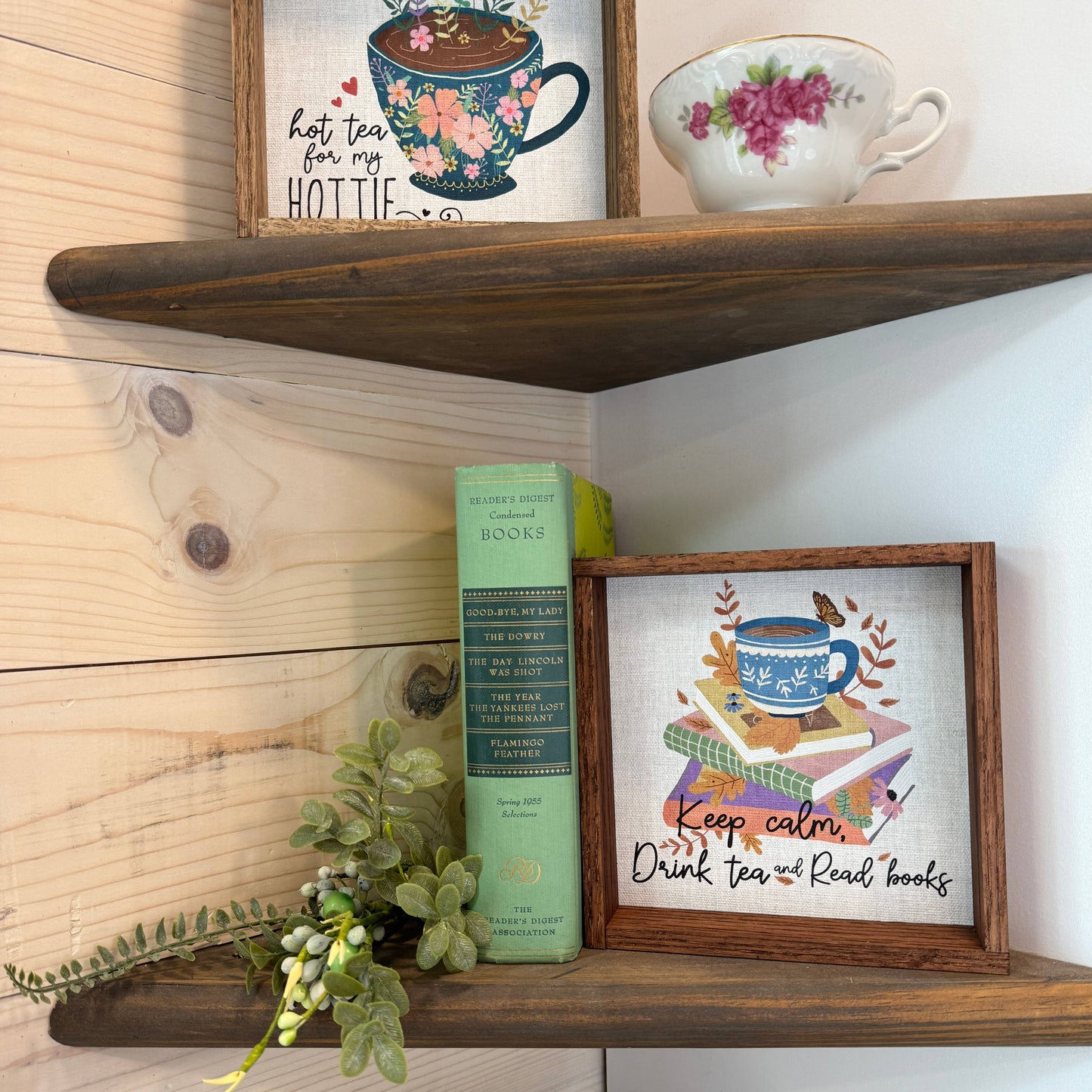 Folksy Keep Calm Drink Tea Read Books - Tea Cup Canvas Art