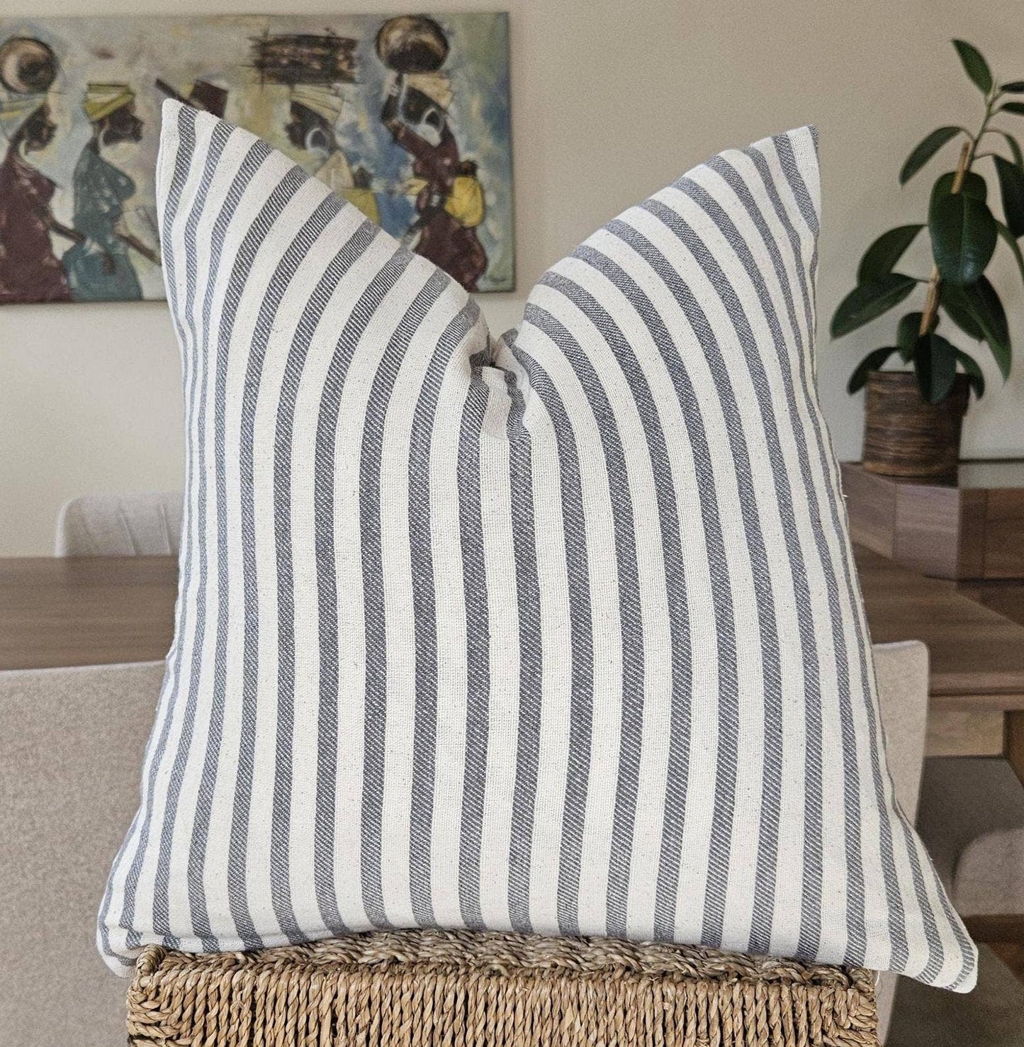 Handmade Boho Striped Pillow & Insert