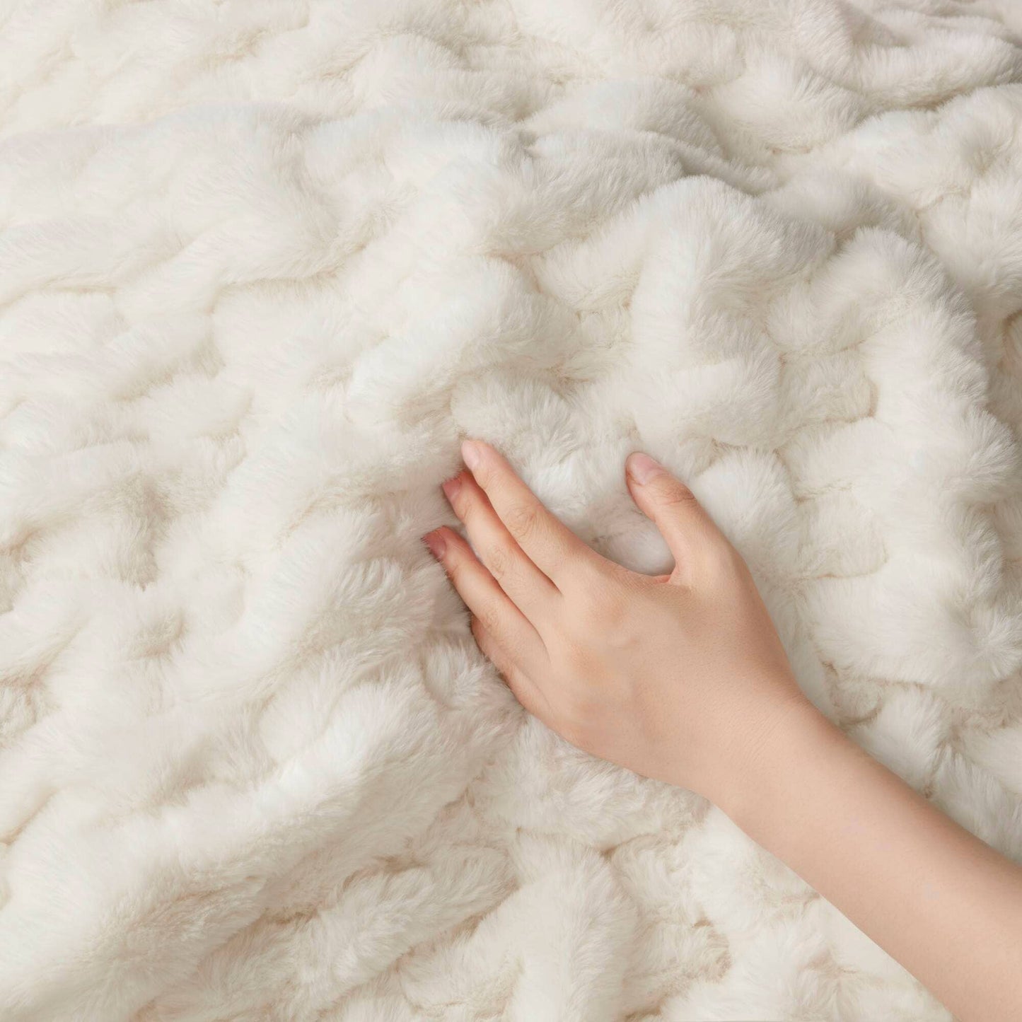 Soft Warm Ruched 50x60" Throw Blanket, Ivory