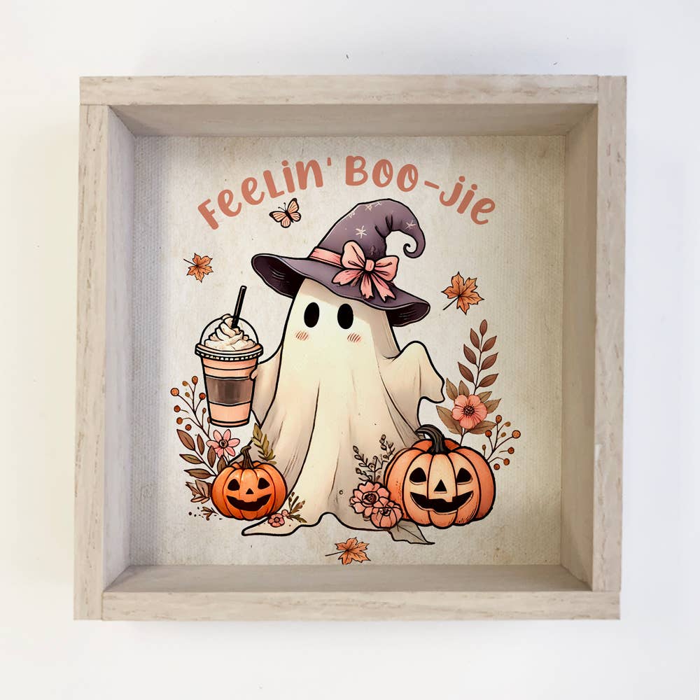 Feelin' Boo-jie Cute Ghost - Halloween Canvas Art - Framed