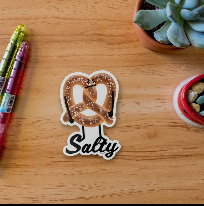 Salty Pretzel Vinyl 3" Pun Sticker
Waterproof & Matte