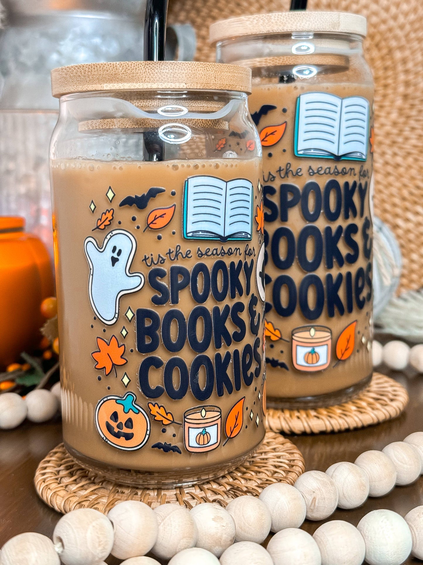 Spooky Books & Cookies Halloween Glass Cup