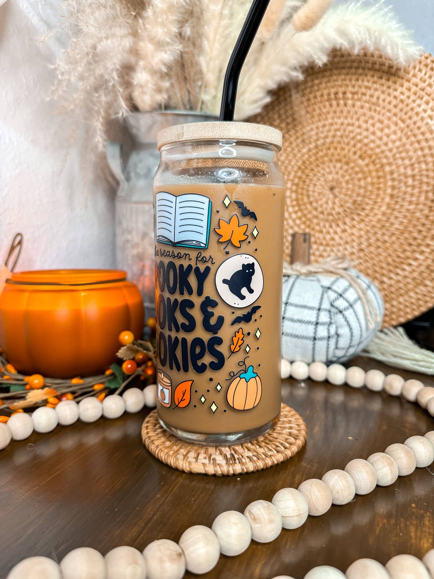 Spooky Books & Cookies Halloween Glass Cup