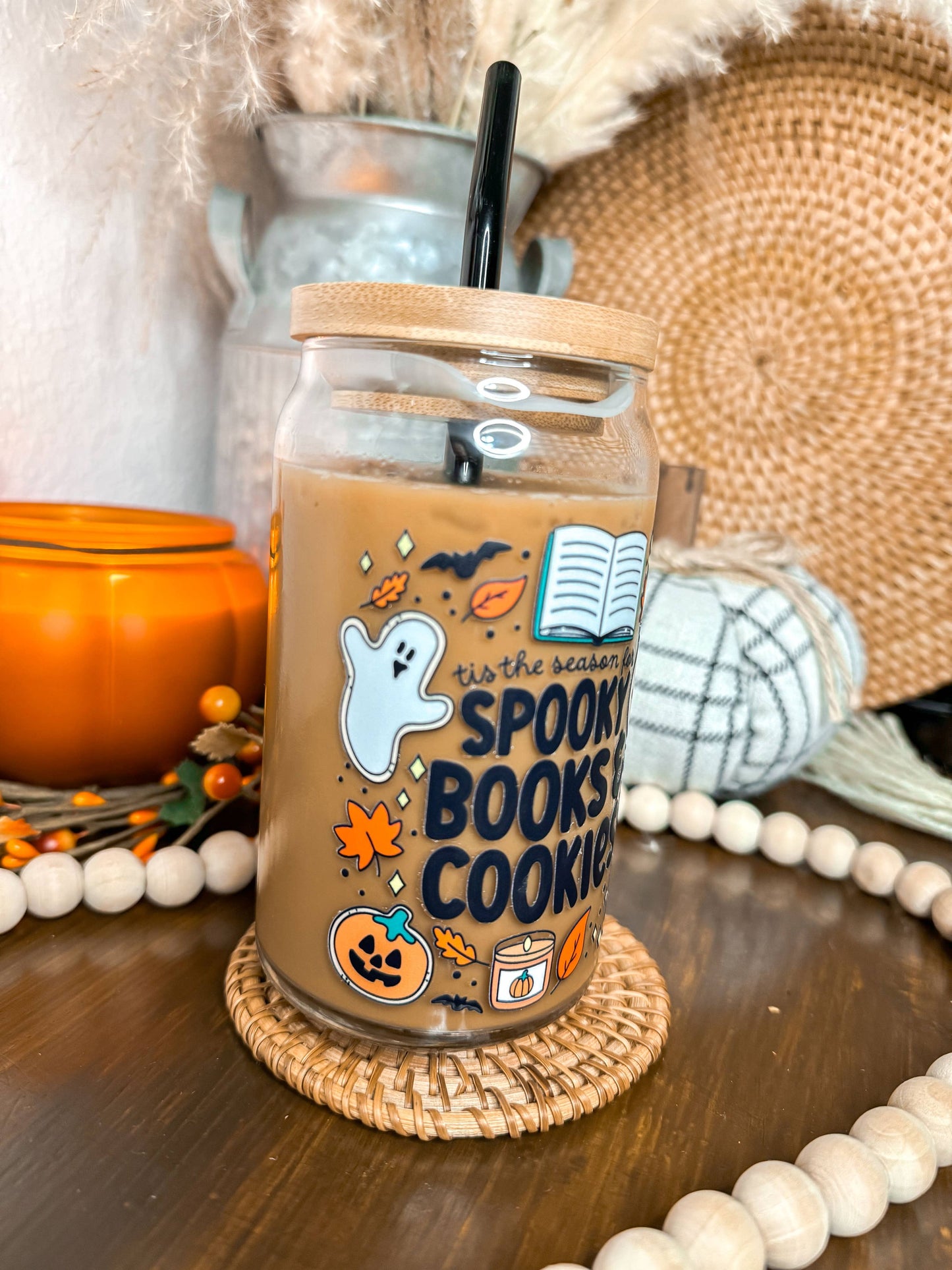 Spooky Books & Cookies Halloween Glass Cup