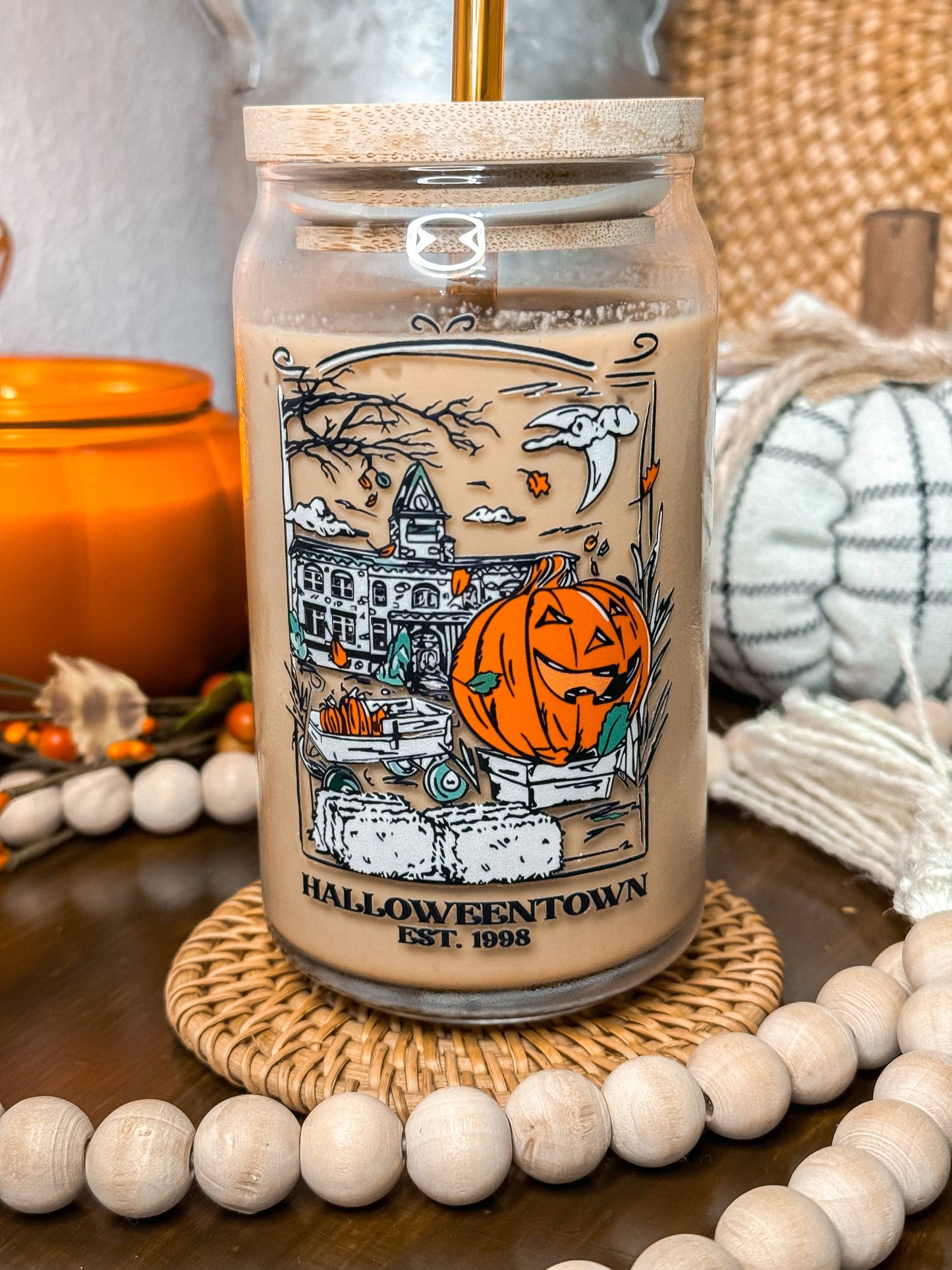Halloween Town 16oz Halloween Glass Cup