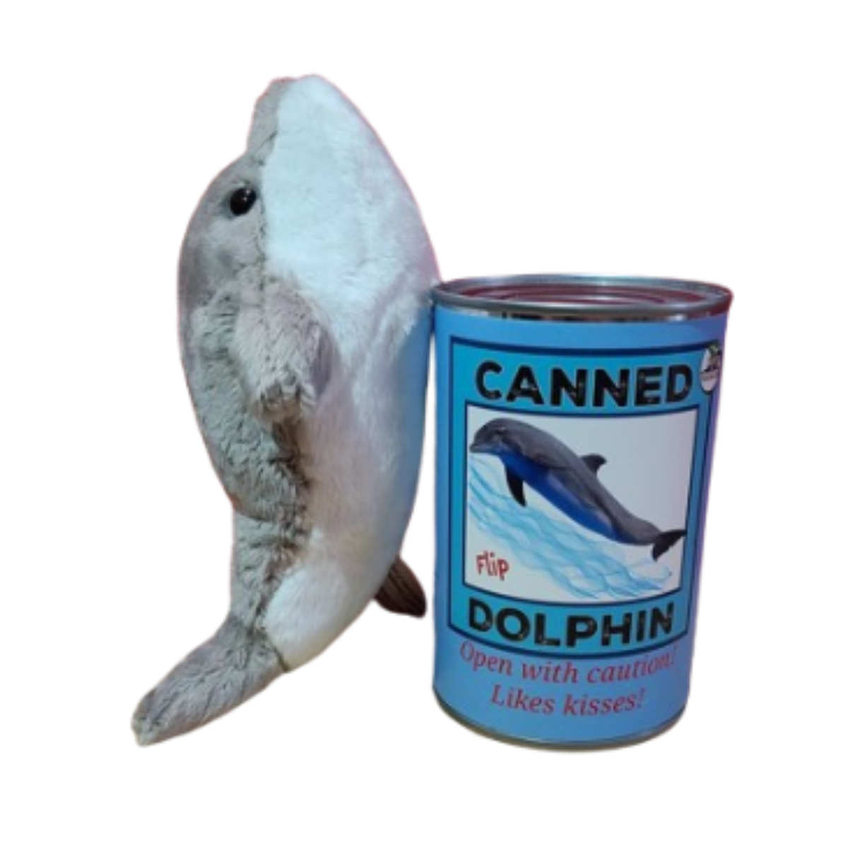 Flip the Canned Dolphin | Stuffed Animal Plush w/Jokes |Gift