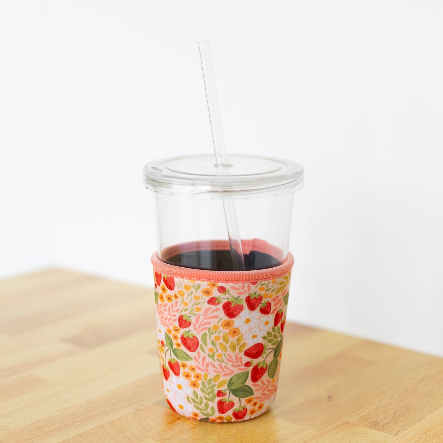Strawberry Patch Drink Sleeve Iced Coffee Sleeve Drink Cover