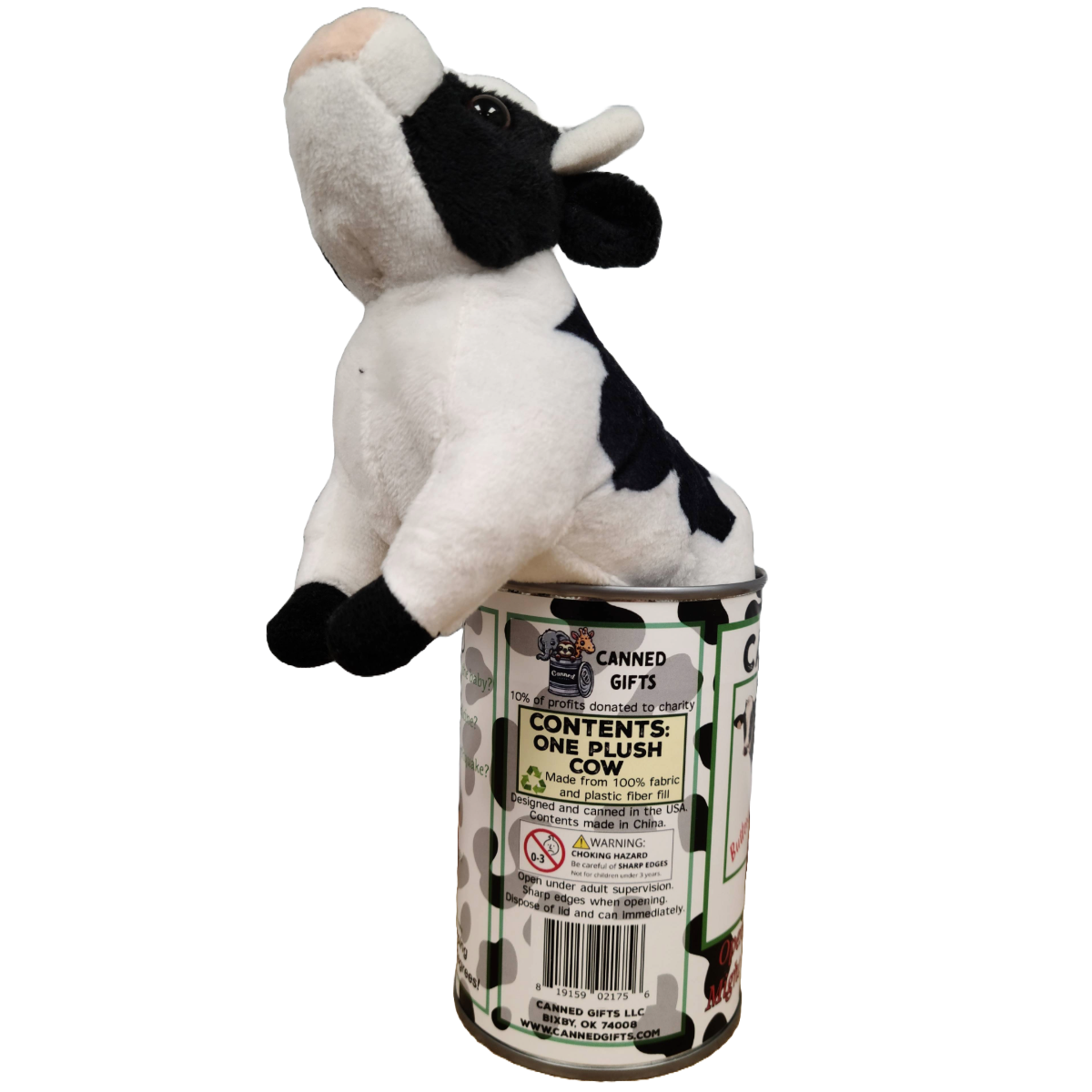 Canned Cow | Stuffed Farm Animal Plush w/Jokes | Unique Gift
