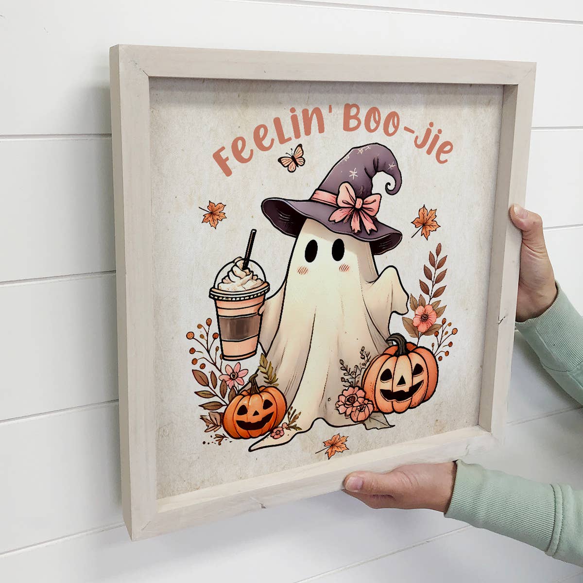 Feelin' Boo-jie Cute Ghost - Halloween Canvas Art - Framed