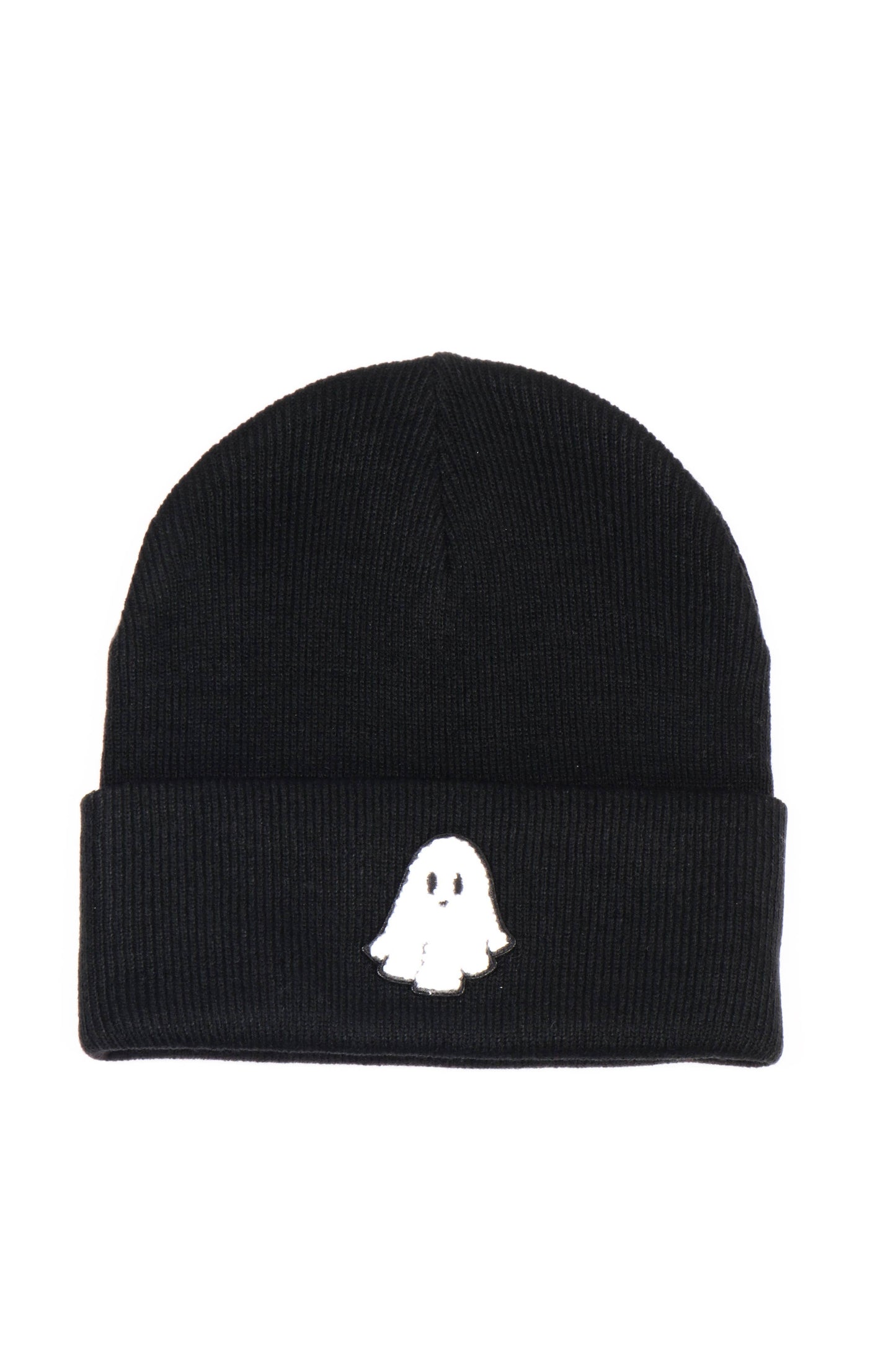 Halloween Knit Beanie with GHOST Chenille Patch