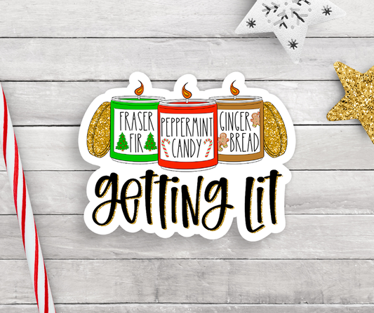 Getting Lit Christmas Candles Vinyl Sticker