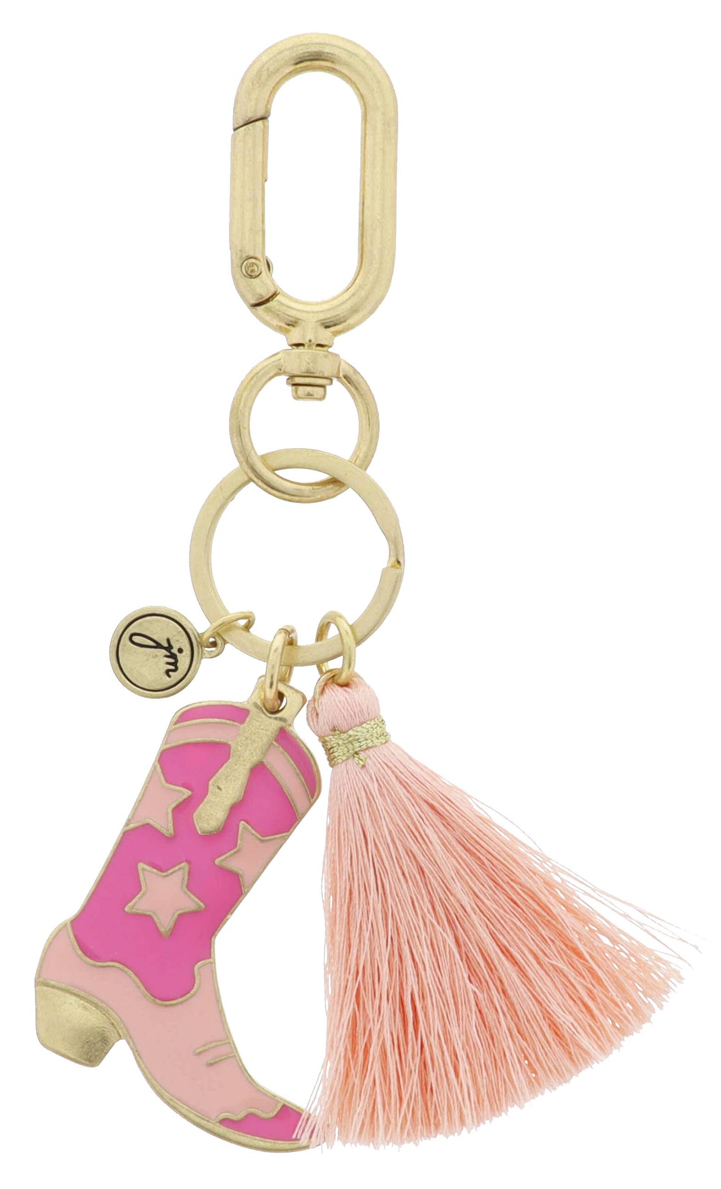 Multi Pink Star Cowgirl Boot, Large Pink Tassel Keychain