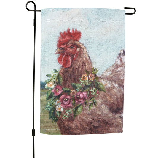 Floral Chicken Garden Flag