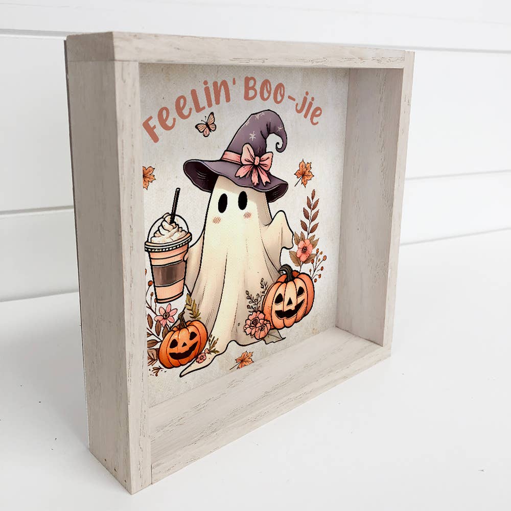 Feelin' Boo-jie Cute Ghost - Halloween Canvas Art - Framed