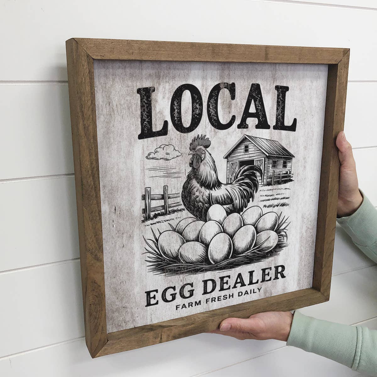 Local Egg Dealer - Farmhouse Kitchen Canvas Art - Wood Frame