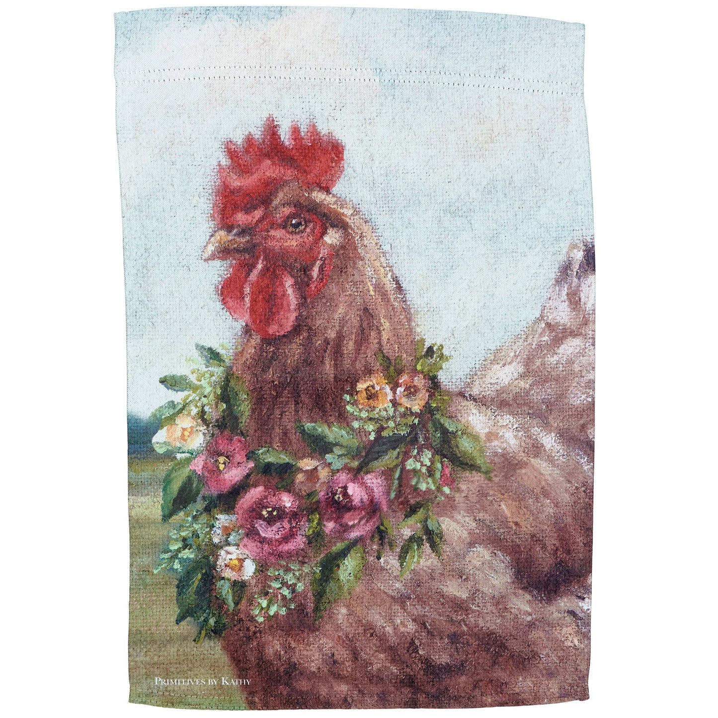 Floral Chicken Garden Flag