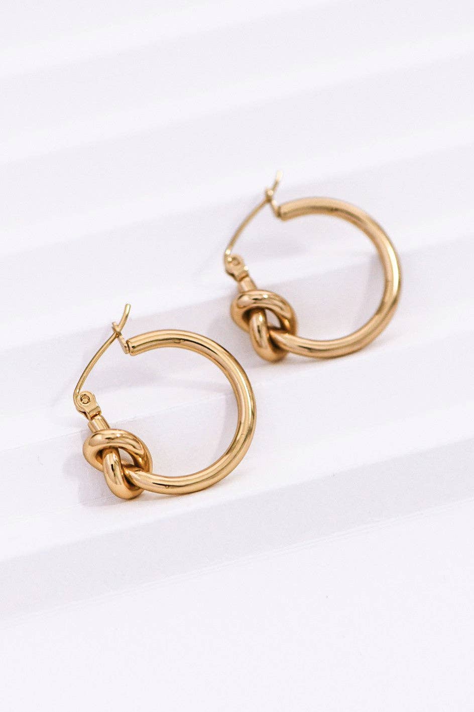 18K Gold Plated Waterproof Stainless Steel Hoop Earrings - 7076