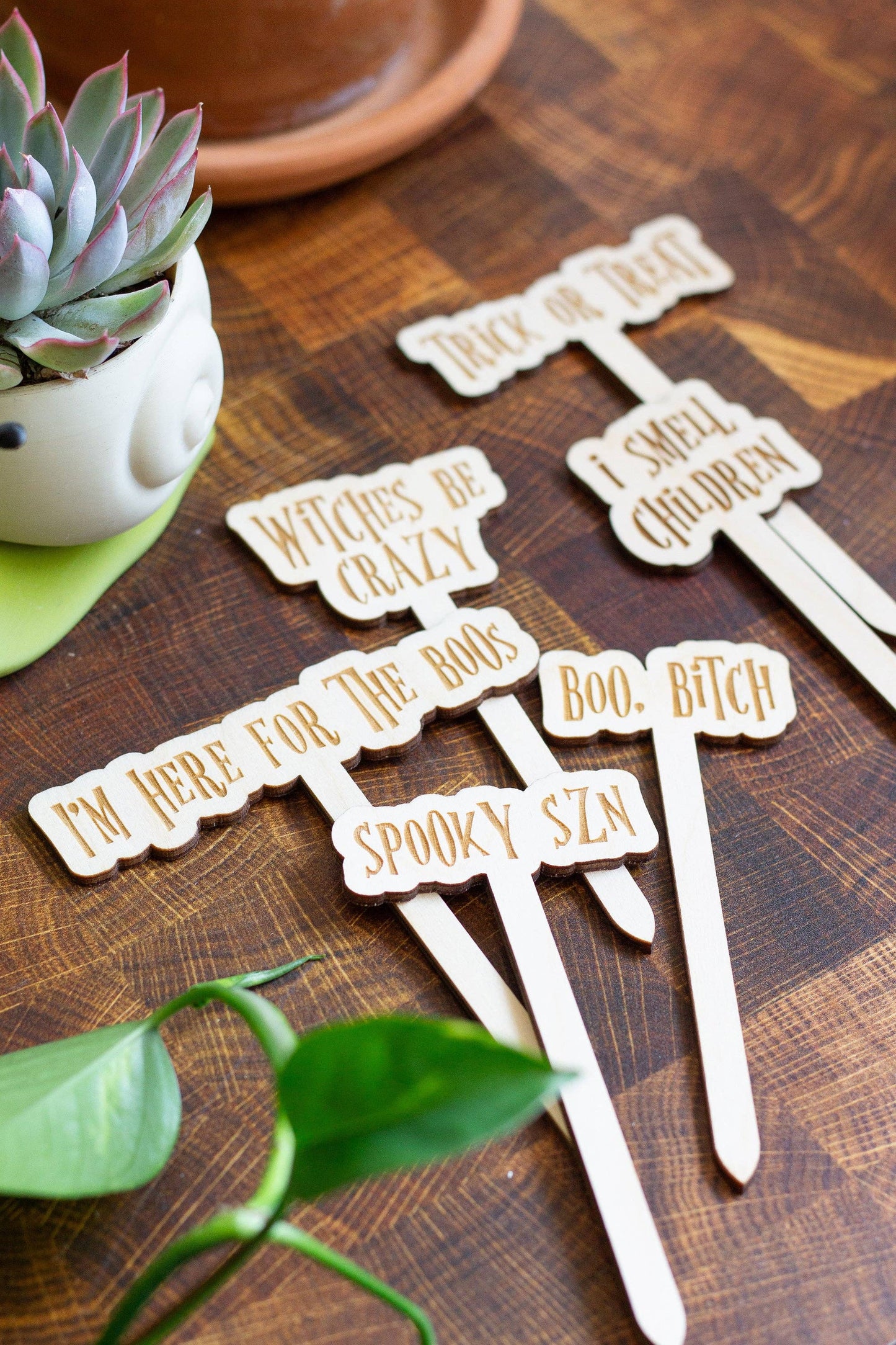Halloween Wooden Plant Markers 