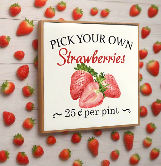 “Pick Your Own Strawberries” Framed Box Sign