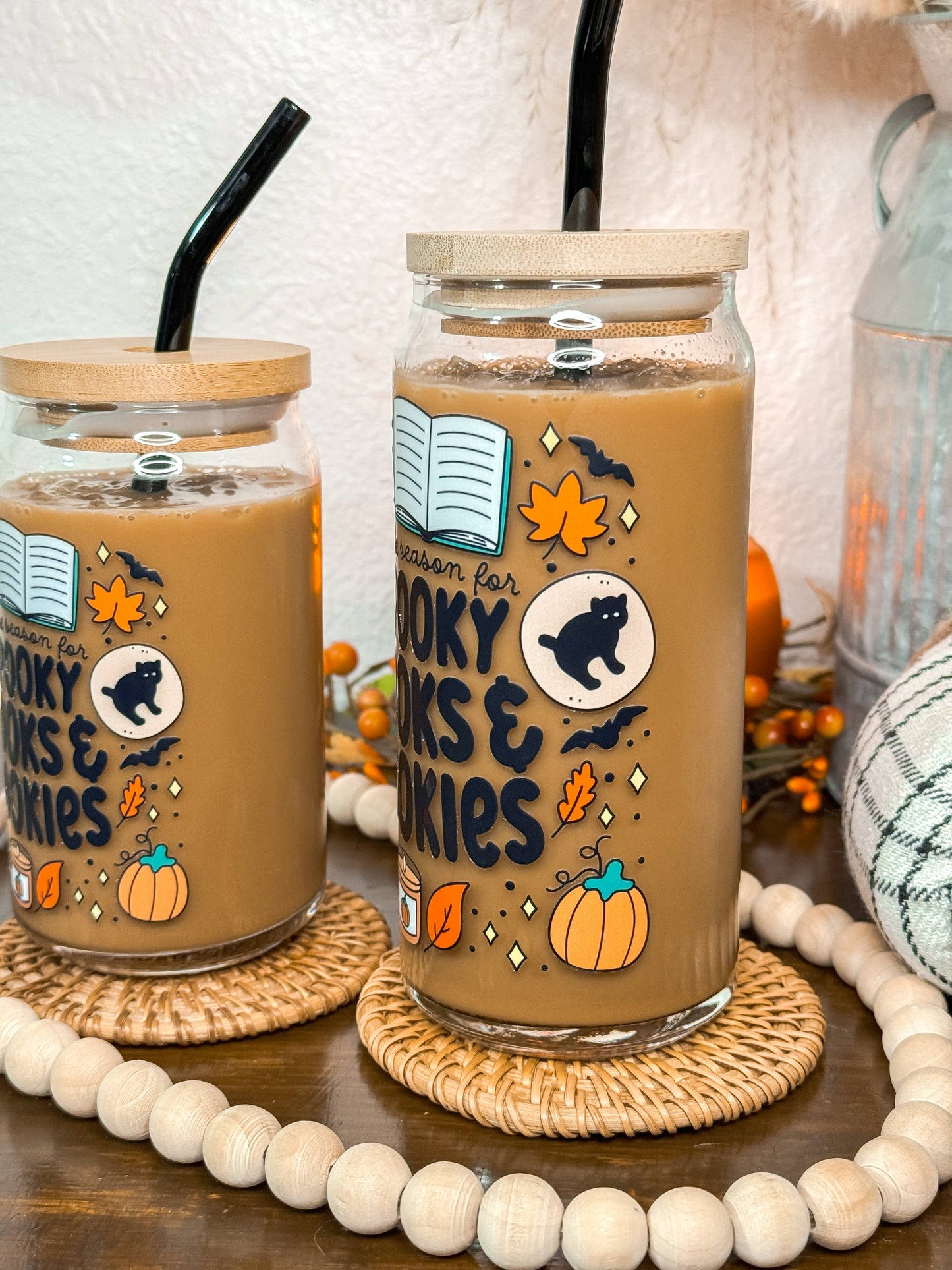 Spooky Books & Cookies Halloween Glass Cup