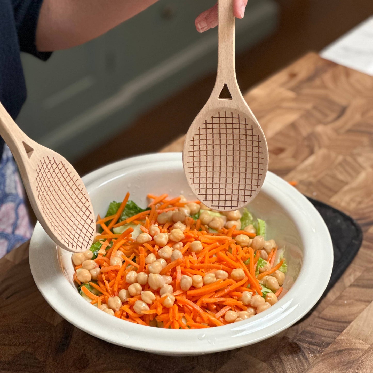 Fox Run Beechwood Tennis Racket Salad Servers, Set of 2