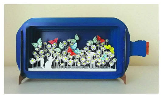 Message in a Bottle Cats Butterflies & Flowers Pop-Up Card