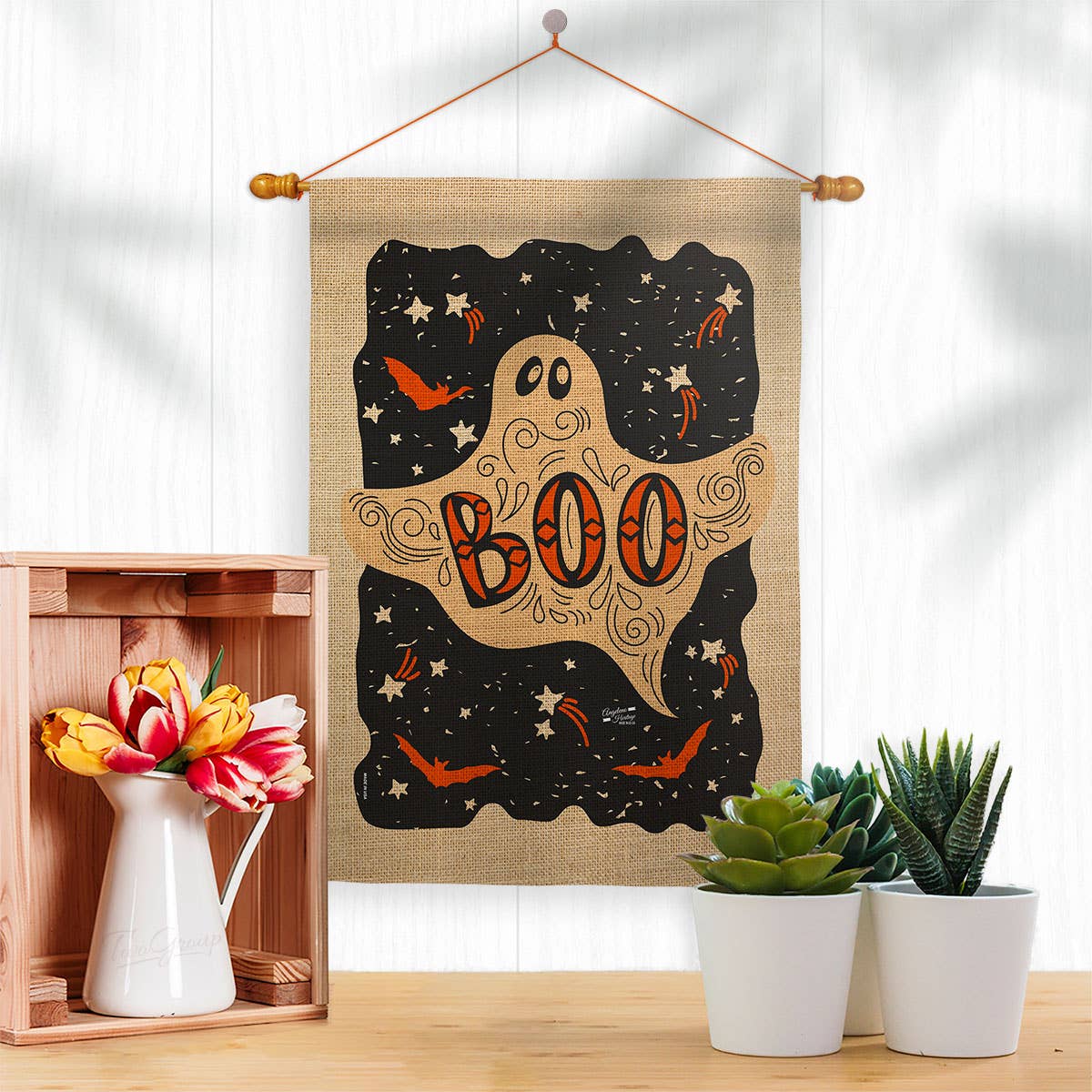 Ghoulish Boo Falltime Halloween Decor Flag