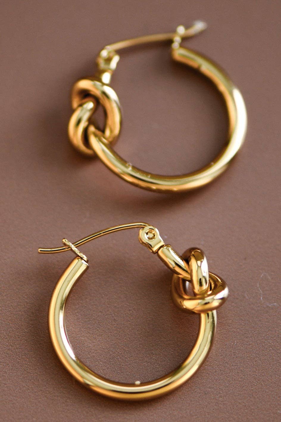 18K Gold Plated Waterproof Stainless Steel Hoop Earrings - 7076