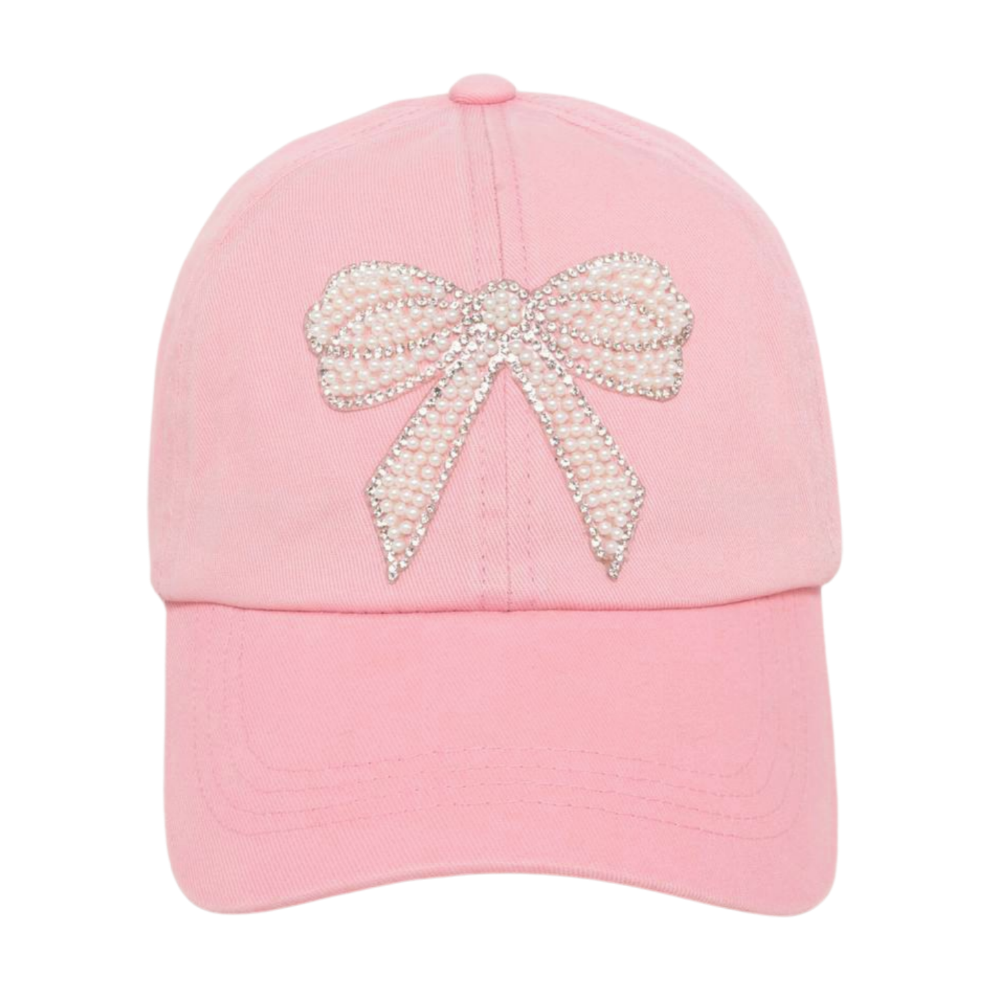 PEARLY PINK BOW DESIGNED BASEBALL CAP / HAT