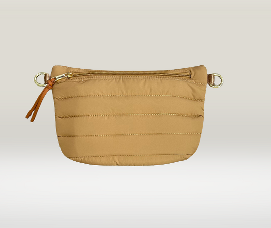 Addison Quilted Nylon Waist/ Sling Bag - Tan
