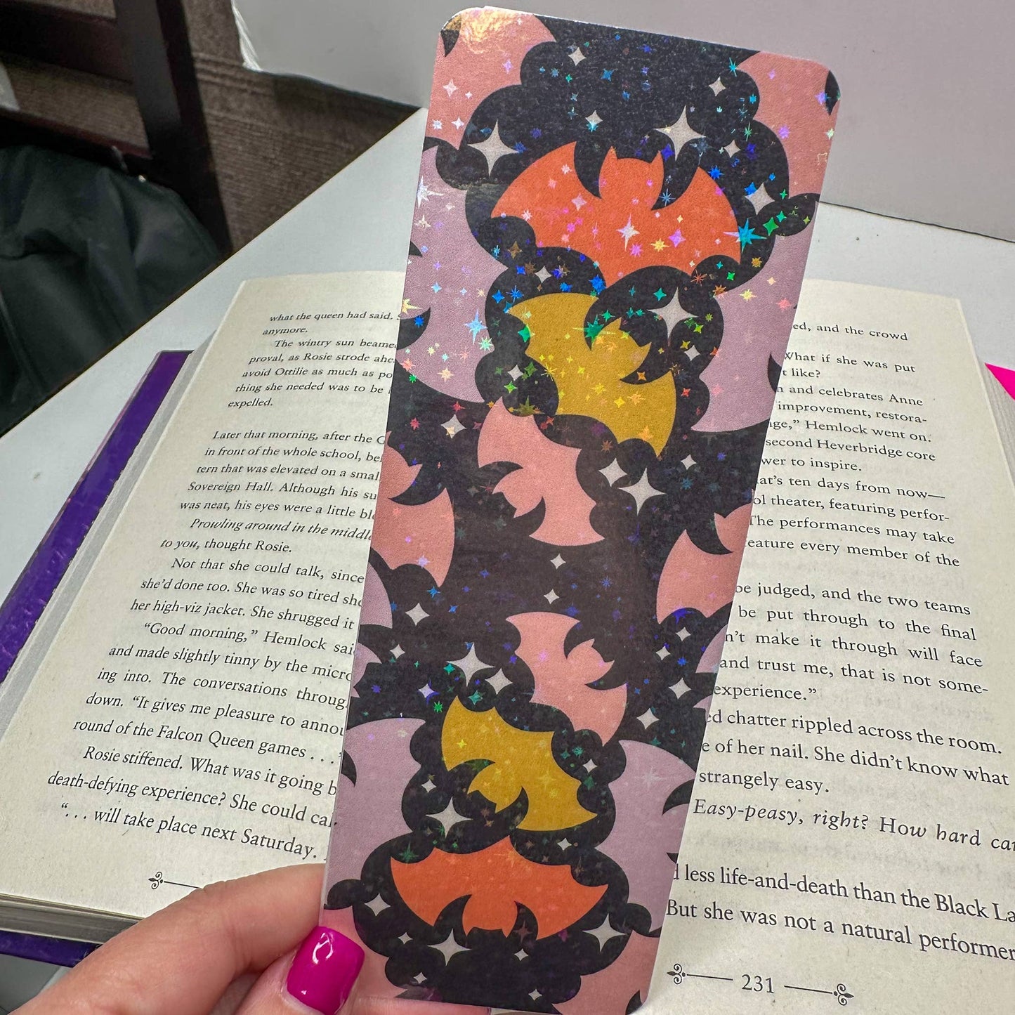 Halloween Bats Pastel Green Pink Bookmark, Fall and Autumn B