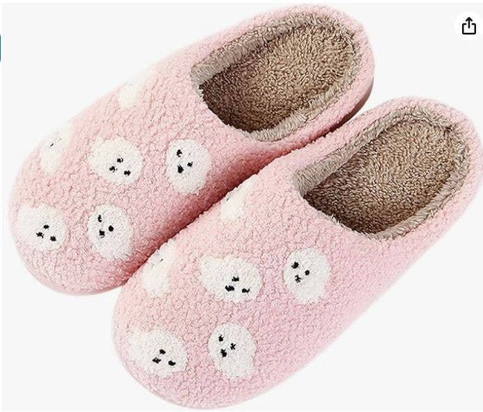 Halloween Pink Ghost Cozy Slippers