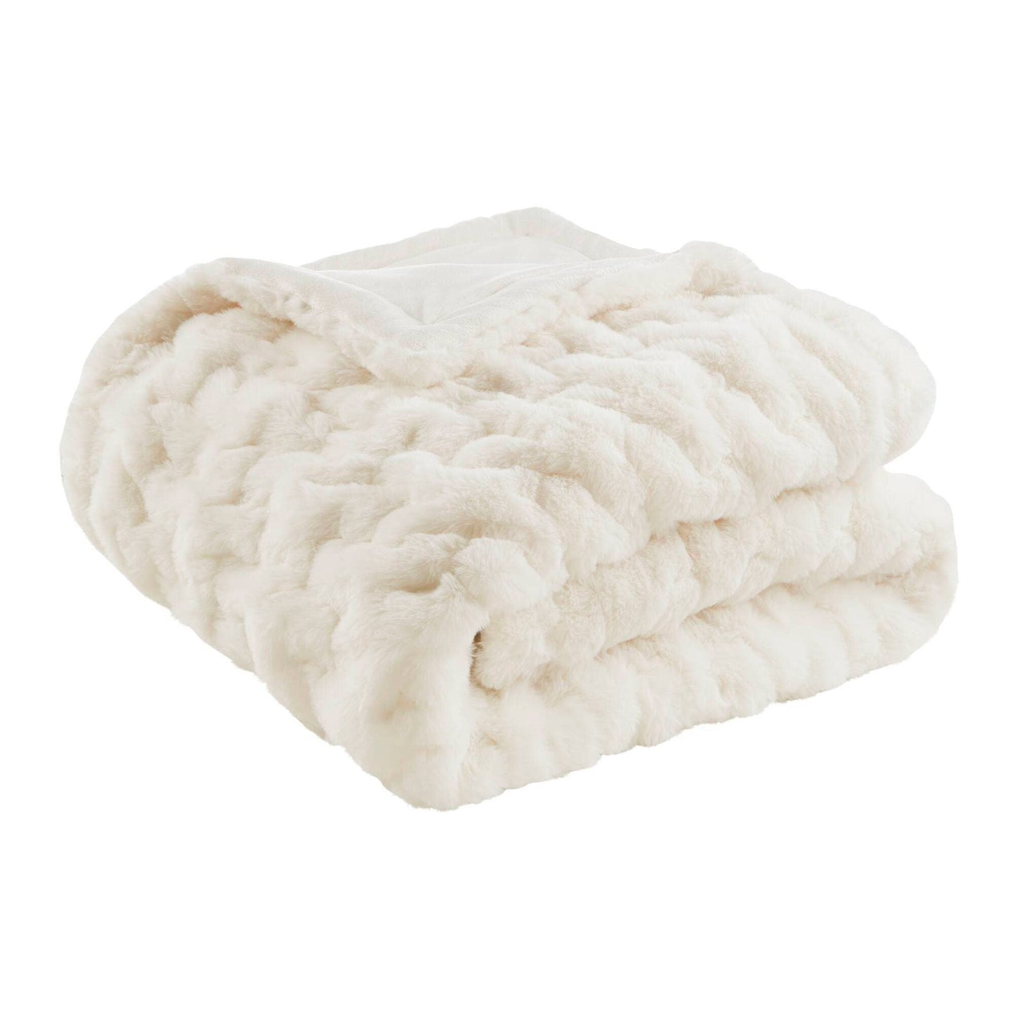 Soft Warm Ruched 50x60" Throw Blanket, Ivory