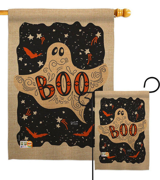 Ghoulish Boo Falltime Halloween Decor Flag