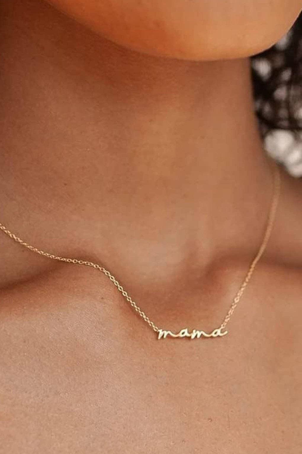 18K Gold Plated Waterproof Stainless Steel Mama Necklace - 7650