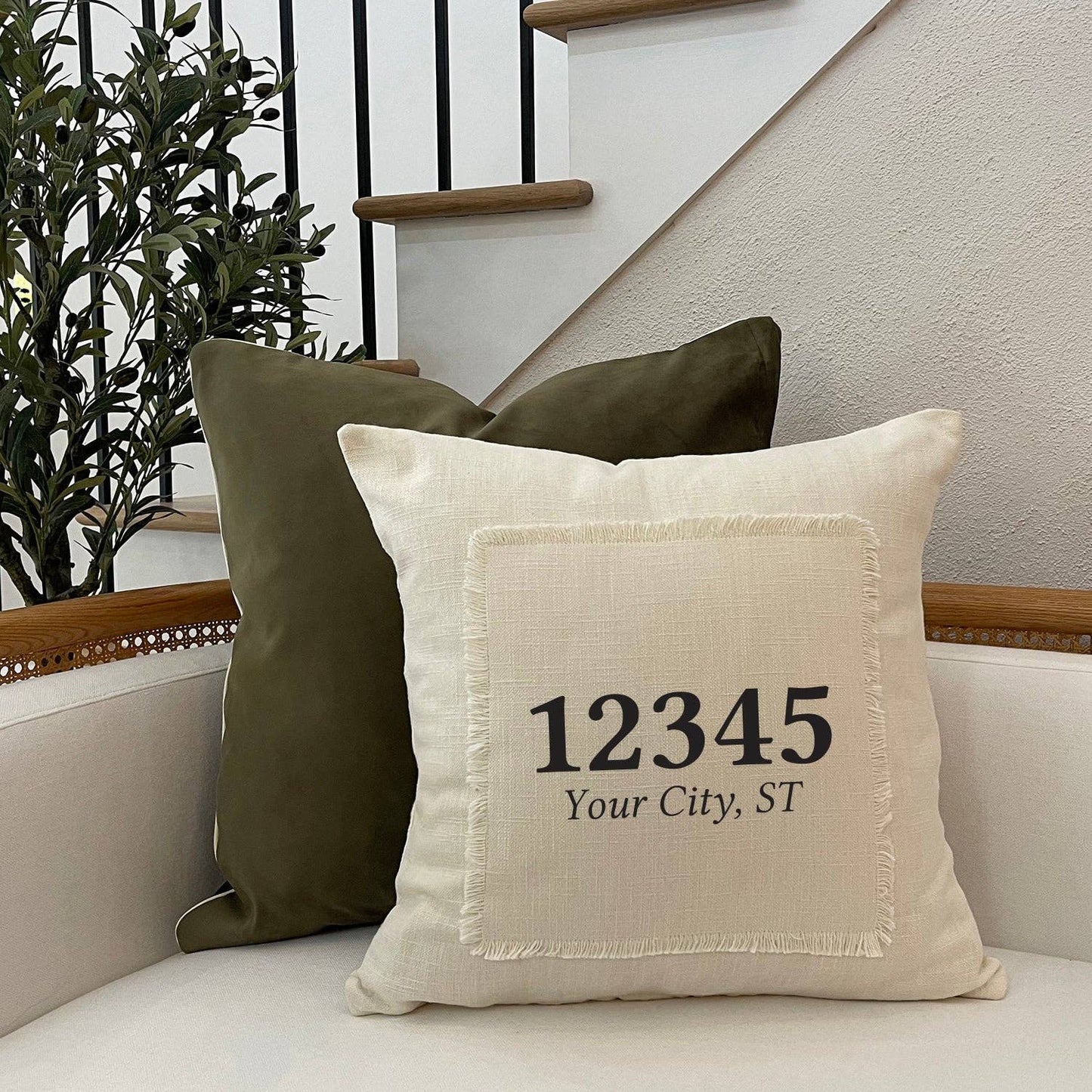 23457 Virginia Beach Natural or Grey Pillow Cover & Insert