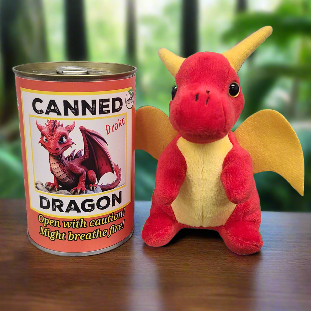 Canned Dragon | Stuffed Animal Plush w/Jokes | Unique Gift