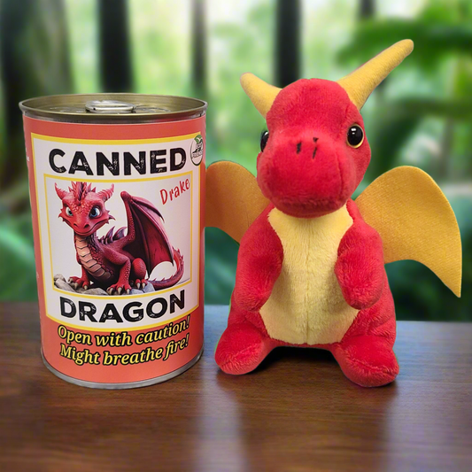 Canned Dragon | Stuffed Animal Plush w/Jokes | Unique Gift