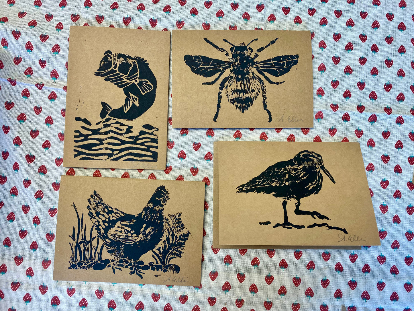 Amy Ellis – Hand-Stamped Nature Cards, Chicken