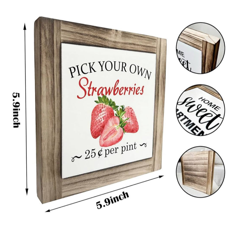 “Pick Your Own Strawberries” Framed Box Sign