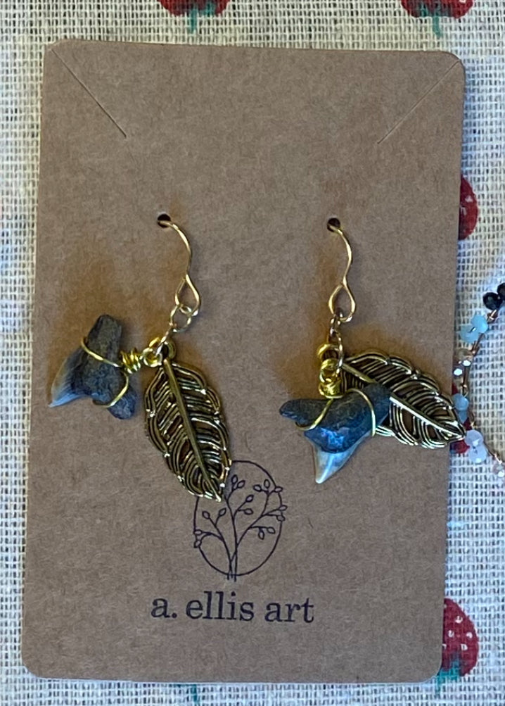 Amy Ellis Art – Fossilized Shark Tooth Earrings