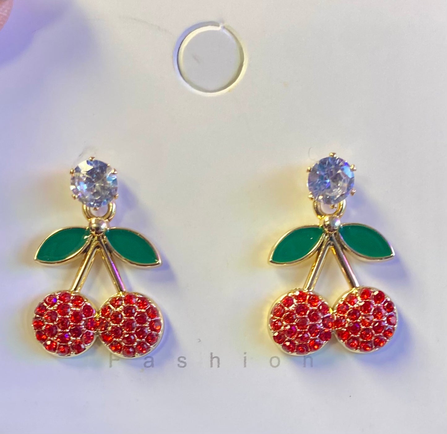 Cherry Baguette Crystal Earrings 🍒