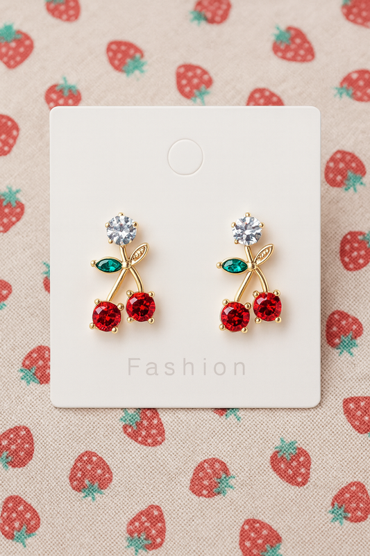 Cherry Crystal Earrings 💎🍒