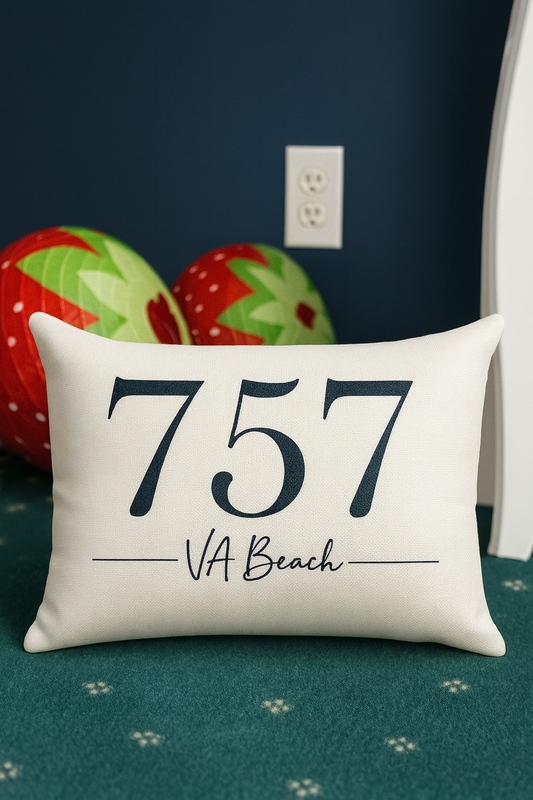 757 Virginia  Beach Code Outdoor Pillow
