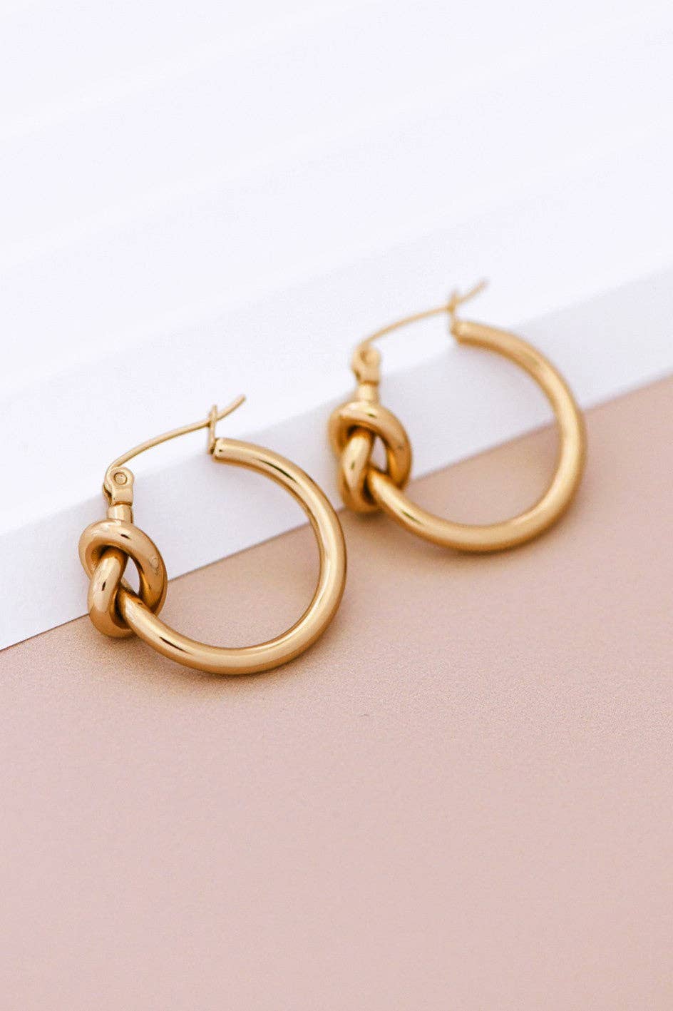 18K Gold Plated Waterproof Stainless Steel Hoop Earrings - 7076