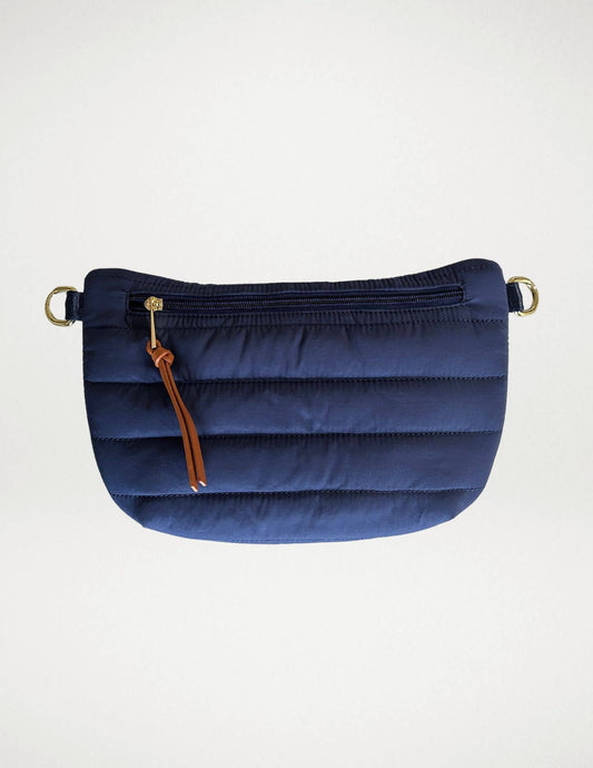 Addison Quilted Nylon Waist/ Sling Bag - Navy