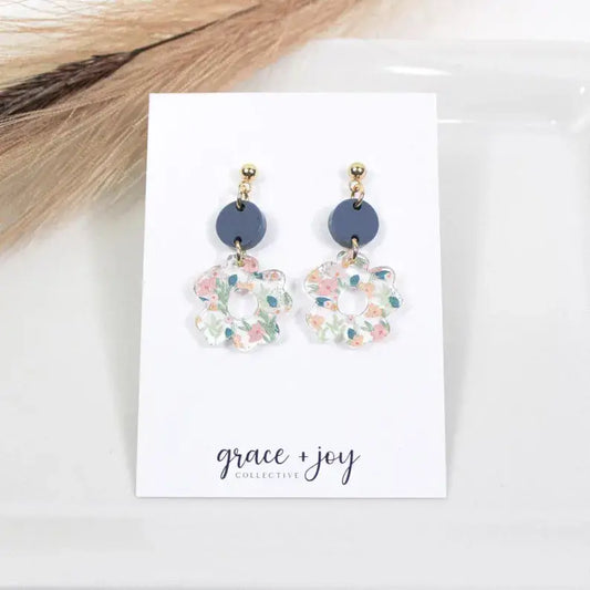Double Layer Spring Floral Earrings, Acrylic Earrings