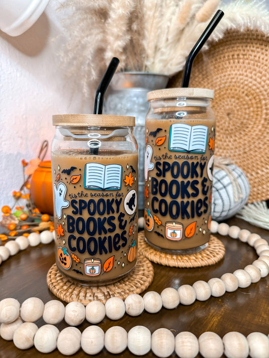 Spooky Books & Cookies Halloween Glass Cup